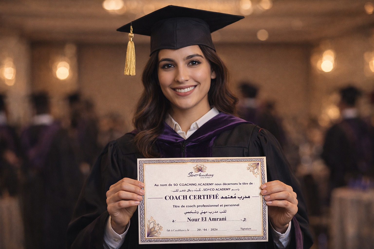 Participant tenant son diplôme